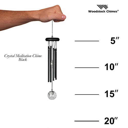Woodstock Wind Chimes for Outside, Garden Decor, Outdoor Decor for Your Patio and Porch (16") Woodstock Crystal Meditation Black Wind Chimes Gifts (CCMK)