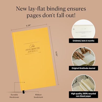Intelligent Change The Five Minute Journal, Original Daily Gratitude Journal 2025, Manifestation Journal for Mindfulness, Undated Daily Journal with Gold Foiling, Plastic-Free, Yellow - color: Sunshine Yellow