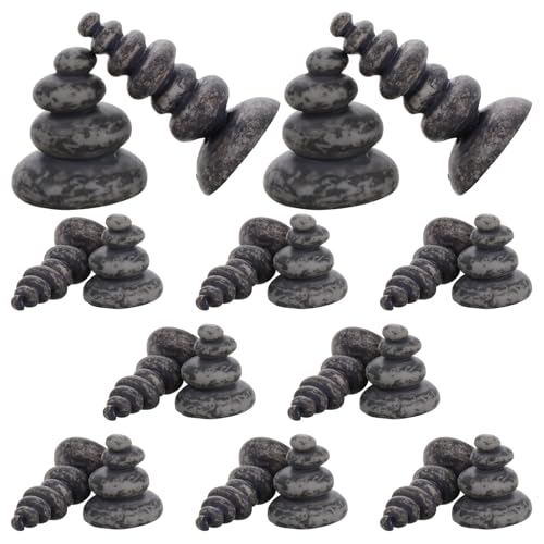 20pcs Vintage Resin Zen Garden Stone Statue Decor Miniature Rock Formation Stacked Rock Aquarium Accessories for Fish Tank Landscape and Meditation