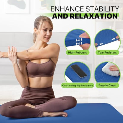 Yoga Mat 11mm Extra Thick TPE Pilates Mat 73"L x 32"W, Non-Slip, Odorless & Tear-Resistant with Carrying Strap, Unisex Design for Home Gym, Floor Exercises, Meditation & Workouts