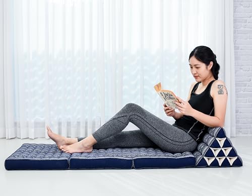 Leewadee Floor Mattress with Triangle Cushion, Floor Chair with Back Support, Recliner Reading and Sleeper Chair, Meditation Cushion, Comfy Living Room Furniture, Floor Cushion, Blue - color: Cbt2 - Dark Blue, size: 3 seating segments