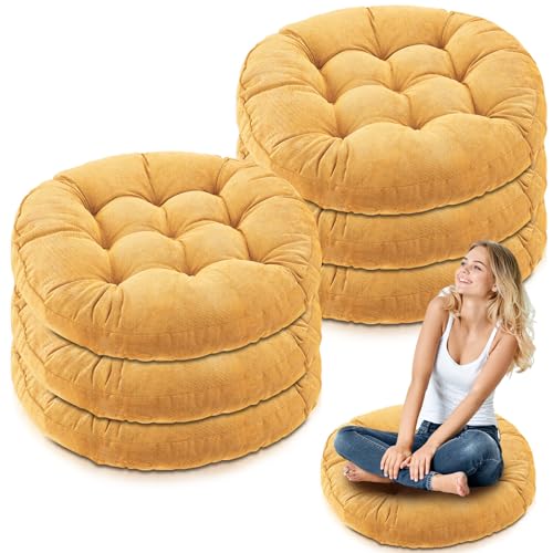 Jerify Floor Pillow Cushions Large Round Square Large Meditation Floor Pillow for Classroom Adult Meditation Picnic Party Seating Learning Daycare School(Round,Yellow,6 Pcs) - color: Yellow, size: Round