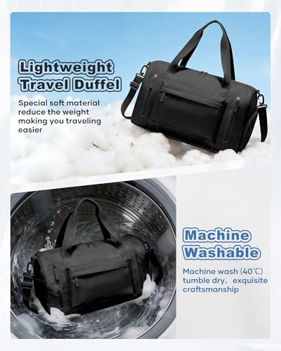 Gym Bag for Women,Travel Duffel Bag with Shoes Compartment Personal Item Carry On Overnight Bag for Mens Weekender Bag Training Handbag Sports Gym Tote Bag Yoga Bag Black - color: J1-Black