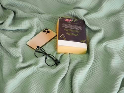 4-Layer Muslin Cotton Queen Bed Blanket (90 x 90 inches) – Ultra Soft Breathable Gauze, Lightweight All-Season Cozy Blanket, Machine Washable – Green - color: Green, size: Queen (90 x 90 inches)