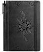 CAGIE Compass Leather Notebook Journal for Men, 100 GSM 288 Pages Lined Journals for Writing, A5 Hardcover Journaling Notebooks Gift Set with Pen for Travel Office Daily Writing - color: Black