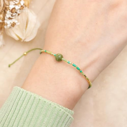 Healing Stone Colorful Beaded Bracelets for Women, Boho Adjustable Handmade Natural Stones Small Beads Friendship Outfit Accessories Jewelry Gift. - color: 0801H
