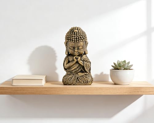 Baby Buddha Statue Indoor Decor, 8 inch Resin Meditation Buddha Statue Spiritual Room Decor Zen Gifts