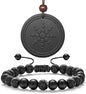 Necklace Pendant & Lava Rock Bracelet, for Women/Men (Set) - color: Lava Rock SET