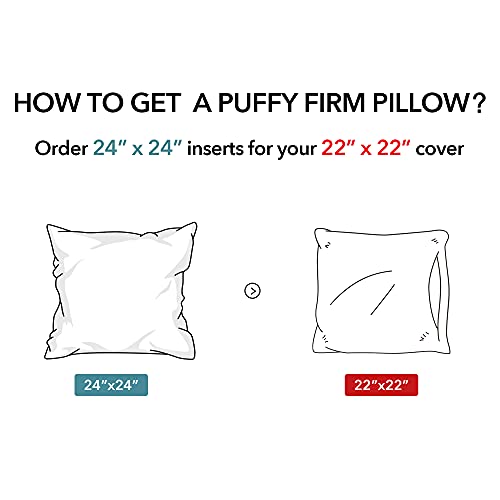 Oubonun 24x24 Square Pillow Inserts (Set of 2) - 100% Cotton Cover - Decorative Interior Sofa Pillow Pair - White - style: 24x24 Inch (Pack of 2)