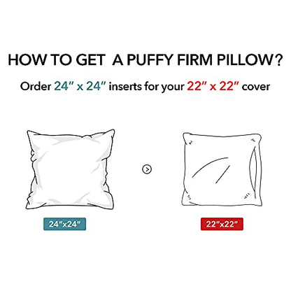 Oubonun 24x24 Square Pillow Inserts (Set of 2) - 100% Cotton Cover - Decorative Interior Sofa Pillow Pair - White - style: 24x24 Inch (Pack of 2)