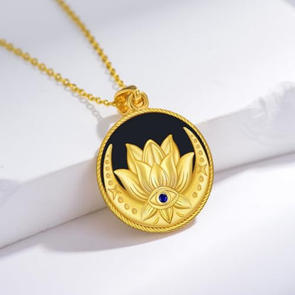 Evil Eye Necklace for Women 925 Sterling Silver, Protection Necklace with Blue Evil Eye Charm, Evil Eye/Lotus Pendant Jewelry, Birthday Christmas Gifts for Her - style: Lotus Evil Eyes 06