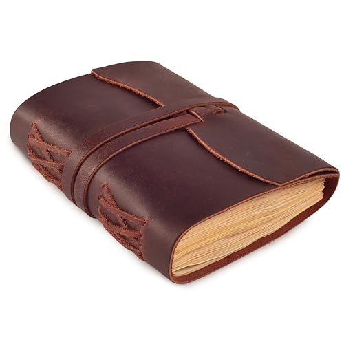 LEATHER VILLAGE Leather Bound Journal - Fuchsia, 8"X6", 220 Pages - Vintage Blank Paper Diary for Writing, Drawing, Sketchbook, and Travel Notebook - Ideal for Women and Men - color: Fuchsia, size: 8 inches X 6 inches