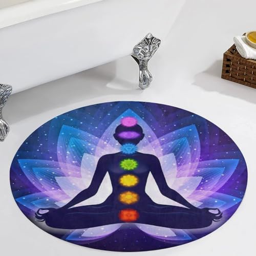 Chakra Silhouette of Female Doing Yoga Ultra Soft Non-Slip Area Rugs Indoor Coral Velvet Floor Mat Short Flannel Carpet for Living Room Bedroom Dining Room