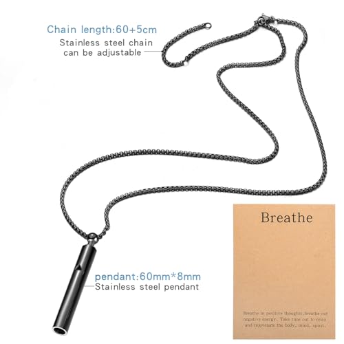 Anxiety Breathe Easy Necklace Mindfulness Breathing Necklace Breathlace Stainless Steel Pendant for Natural Calm & Stress Relief