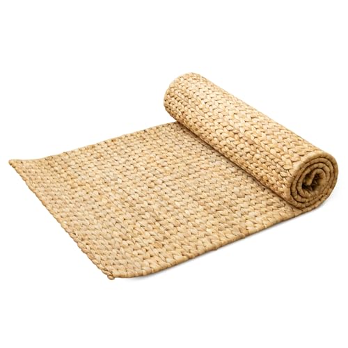 Water Hyacinth Yoga Mat | Non-Slip Exercise & Fitness Mat for Yoga | Natural Rug, Straw Floor Mat for Your Living Room, Bedroom, and More