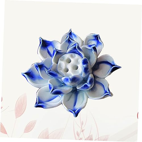 Handmade Blue Ceramic Lotus Desktop Decoration Table Ornament for Home Accessories Unique Lotus Crafts Adornment for Meditation and Desk Display