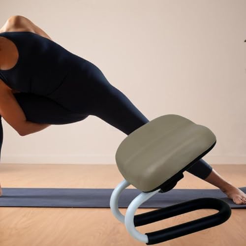 Ergonomic Kneeling Mation Bench with Slip Pad, Portable L Frame & Pu Leather Cushion, Ideal for Stretching, Mindfulness Ptice, Light Turquoise for S Beige 10.83inch