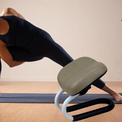 Ergonomic Kneeling Mation Bench with Slip Pad, Portable L Frame & Pu Leather Cushion, Ideal for Stretching, Mindfulness Ptice, Light Turquoise for S Beige 10.83inch