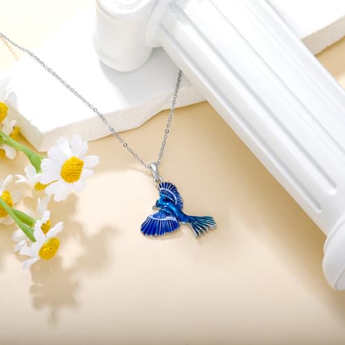 Hummingbird/Phoenix/Owl/Dove/Flamingo/Raven/Blue Jay/Cardinal/Peacock/Eagle/Parrot/Robin Necklace for Women 925 Sterling Silver Bird Pendant Necklace Animal Jewelry Gift for Mother Wife - style: Blue Jay Necklace