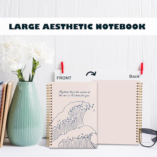 BearCake Mental Health Journal Notebook- Mightier Than The Waves,motivational gifts,Journal,motivational journals for women,Spiral Notebook 5.5x8.3 - color: Bible-sea wave physiotherapy