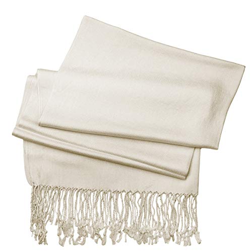 Falari Women's Soft Solid Color Pashmina Shawl Wrap Scarf, for Wedding, Bridesmaid Gifts, Evening Dress - color: Off-white