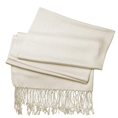 Falari Women's Soft Solid Color Pashmina Shawl Wrap Scarf, for Wedding, Bridesmaid Gifts, Evening Dress - color: Off-white