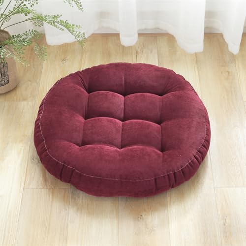 SK Studio Meditation Floor Pillow, Large Floor Cushions, Round Floor Cushion Seating for Adults Kids, Classroom Furniture Floor Pillow for Yoga Living Room, Wine Red, 17" W x 17" L (Pack of 1) - color: Wine Red, size: 17"W x 17"L (Pack of 1)