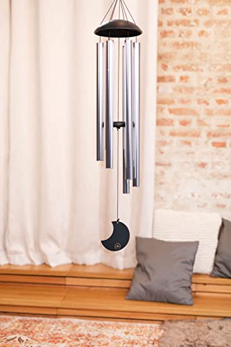 Moon Meditation Chimes for Relaxing Sound Healing, 2-YEAR WARRANTY - color: Silver, size: Large, style: Set
