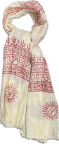 Karma Handicrafts Om Meditation Yoga Harye Ram Prayer Scarf Cotton Scarves Nepal - color: Beige