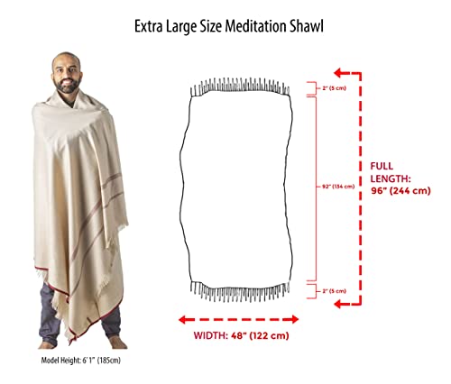 Versatile Premium Wool Blend Meditation Shawl - Large Unisex Prayer Wrap, Oversized Scarf & Yoga Blanket - color: Light Brown