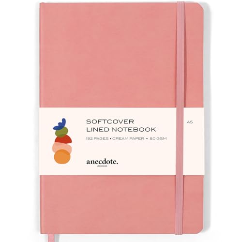 Softcover Ruled Journal with Thick 80 gsm Lined Cream Paper A5 size (8.3 inches x 5.4 inches) - Daily Writing Notebook for Travel, School and Office Use - Diary for Women and Men - Blush Pink - color: Blush Pink