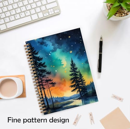 Starry Night Sky Forest Notebook, Enchanted Nature Woodland Journal, Mystical Whimsical Brook Scenery Journal, Nature Lover Gifts Hardcover Spiral Notebooks, 5.5x8.3 Inch - color: Color_1