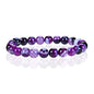 Cherry Tree Collection Gemstone Beaded Stretch Bracelet 8mm Round Beads 7" - color: Lace Agate - Purple
