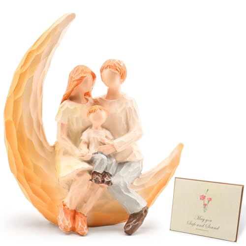 Family of 3 Figurines, Hand-Painted Resin Family Statue, Family Sculpture Home Decor, Meaningful Gift for Mom, Parents, Birthday, Mother’s Day Keepsake (Family of 3 Figurines) - color: Family of 3 Figurines