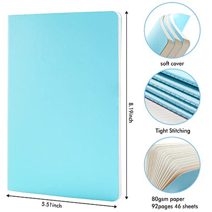 8 Pack Soft Cover Journal Bulk, Feela Notebooks College Ruled for Work, Lined Travel Journal for Women Men, Note Taking Notebook School Supplies Business Writing, 8.2” x 5.5”, A5, Light Blue - color: 8 Light Blue