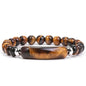 Kim Carrey Italian Tiger's Eye Mens Bracelet Stainless Steel Waterproof, Men's Bracelets Birthday Annivesary Gift for Him