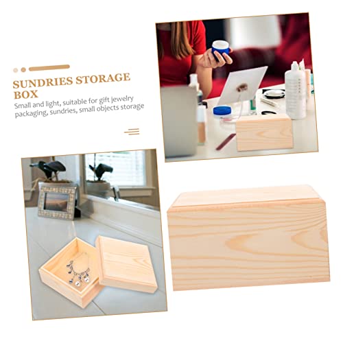 Outanaya Wooden Storage Box with Lid Square Sundries Organizer for Jewelry Gifts and More Premium Pine Material Design for Desktop Use - size: 12.5X12.5X6CM