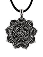 HAQUIL Mandala Flower of Life Necklace, Buddhist Lotus Flower Om Mandala Pendant, Faux Leather Cord - color: S02