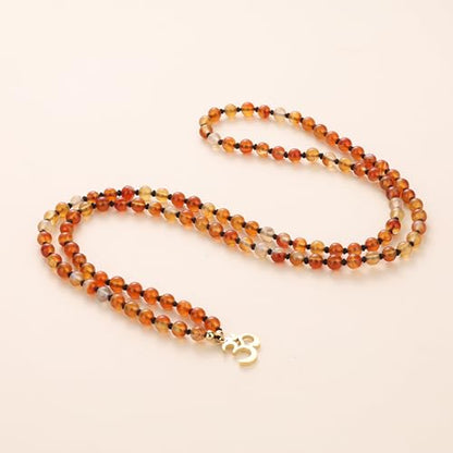 COAI Handmade 108 Mala Beads Necklace, Stainless Steel OM Charm Beaded Necklace for Women
