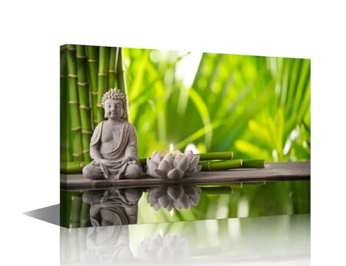 Zen Canvas Wall Art Bathroom Spa Still Life Buddha in Meditation Relaxing Spiritual Yoga Framed Wall Art Canvas Wall Decor for Living Room Bedroom 12x18 inch - color: Artwork 07, size: 18x12 in
