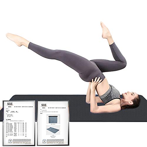 Hatha Yoga Extra Thick TPE Yoga Mat - 72"x 32" Thickness 1/2 Inch -Eco Friendly SGS Certified - With High Density Anti-Tear Exercise Bolster For Home Gym Travel & Floor Outside - color: Black