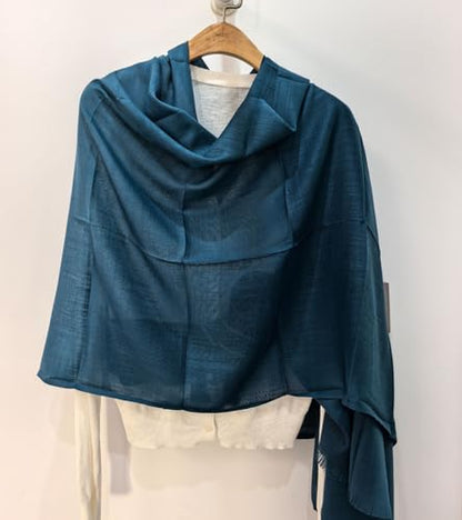 Women's Cotton Scarves Lady Light Soft Fashion Solid Scarf Wrap Shawl - color: Water Blue 28