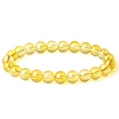 MAIBAOTA Healing Crystal Bracelet for Women Men, 8/4 mm Natural Stone Beaded Bracelets, Jewelry Birthday Gifts, Round Gemstones Stretch Bracelets - color: Yellow-Citrine, size: 8 mm
