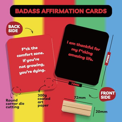 Unique Badass Birthday Gifts - Badass Affirmation Cards - 55 Sweary Affirmation Cards - Daily Positive Motivational Card - Inspirational & Self Care Quotes - Spiritual Gifts for Best Friend, Sister - style: Minimalism