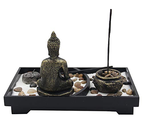 Buddha Zen Garden Tea Light Candle Holder Set (Meditation Buddha)