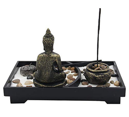 Buddha Zen Garden Tea Light Candle Holder Set (Meditation Buddha)