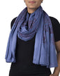 Yoga Scarf Meditation Shawl Large Wrap Hindu Prayer Stole OM Ganesha print - color: Blue