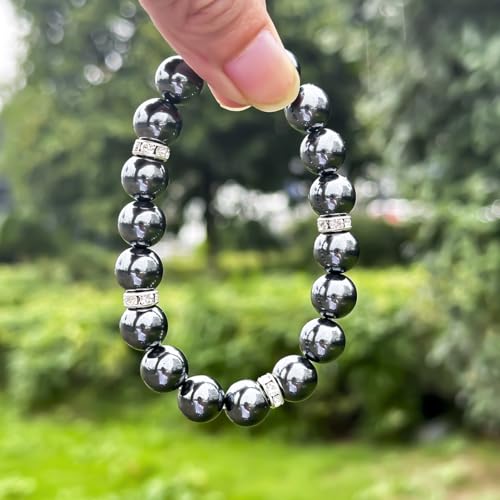 Healing Bracelet For Women Anxiety Crystal Bracelet Chakra Beaded Bracelets Rose Quartz Crystals And Healing Stones Yoga Bead Bracelet Calming Stretch Bracelet Stress Relief Gifts For Women - color: Black-Hematite
