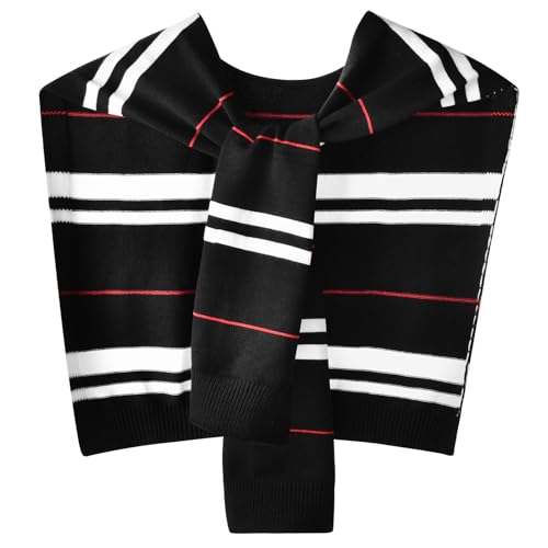 WaJuemy Sweater Shawl Wraps for Women Sweater Knitted Knotted Shawls Travel Casual Scarf Cape Shoulder Tops Fashion Wrap - color: Black/White/Red