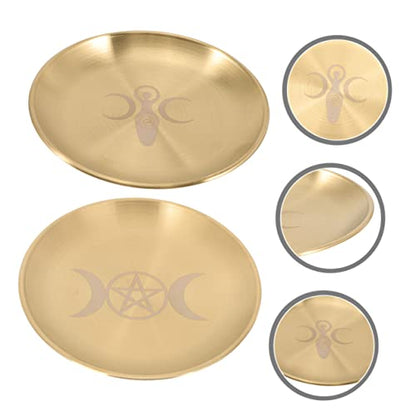 GLEAVI 2pcs Pentacle Altar Candle Holder Tray for Tealight Candles Elegant Decorative Plate for Ceremonies and Home Decor